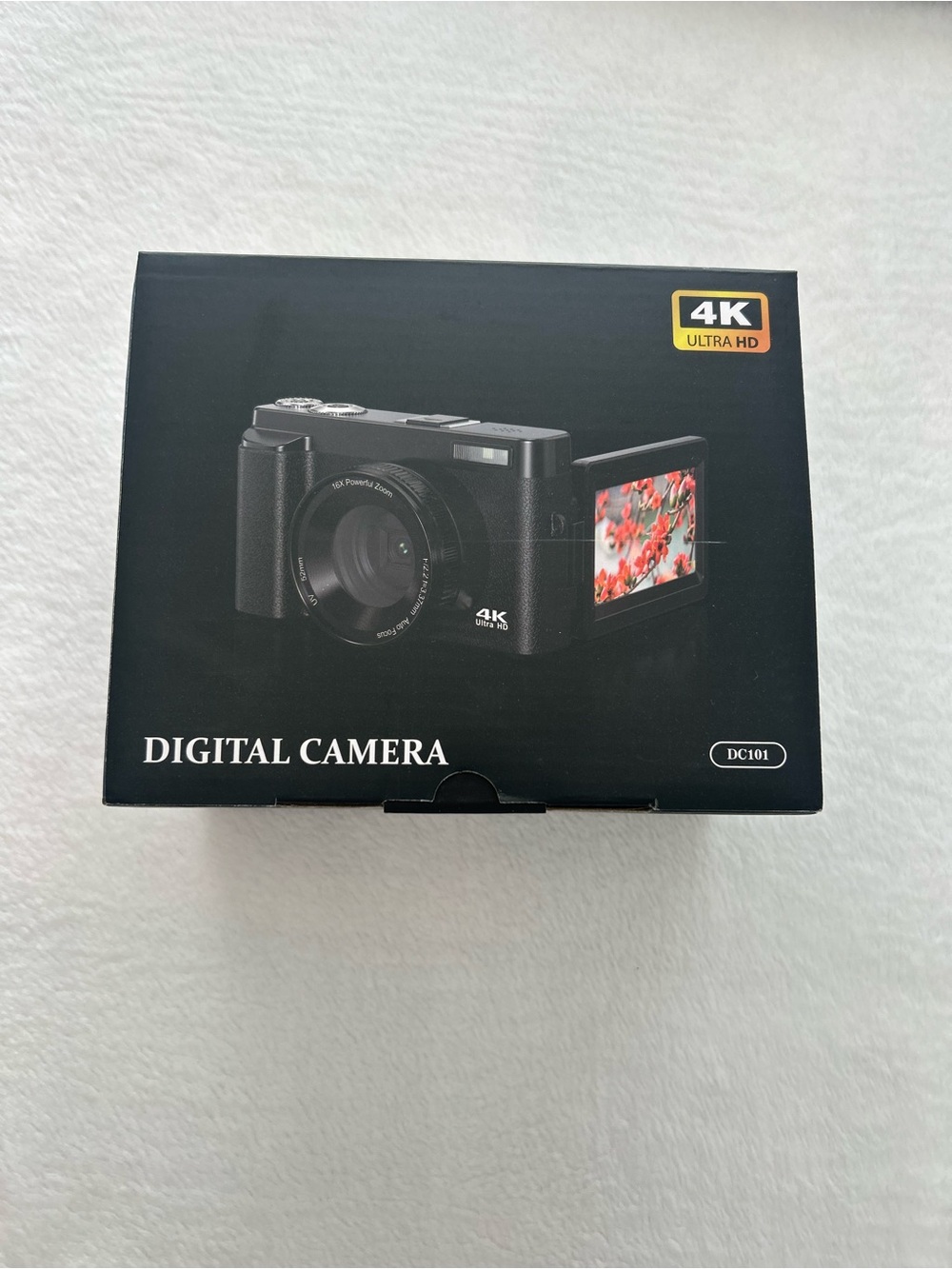 4K Ultra HD Black Digital Camera with Flip LCD
